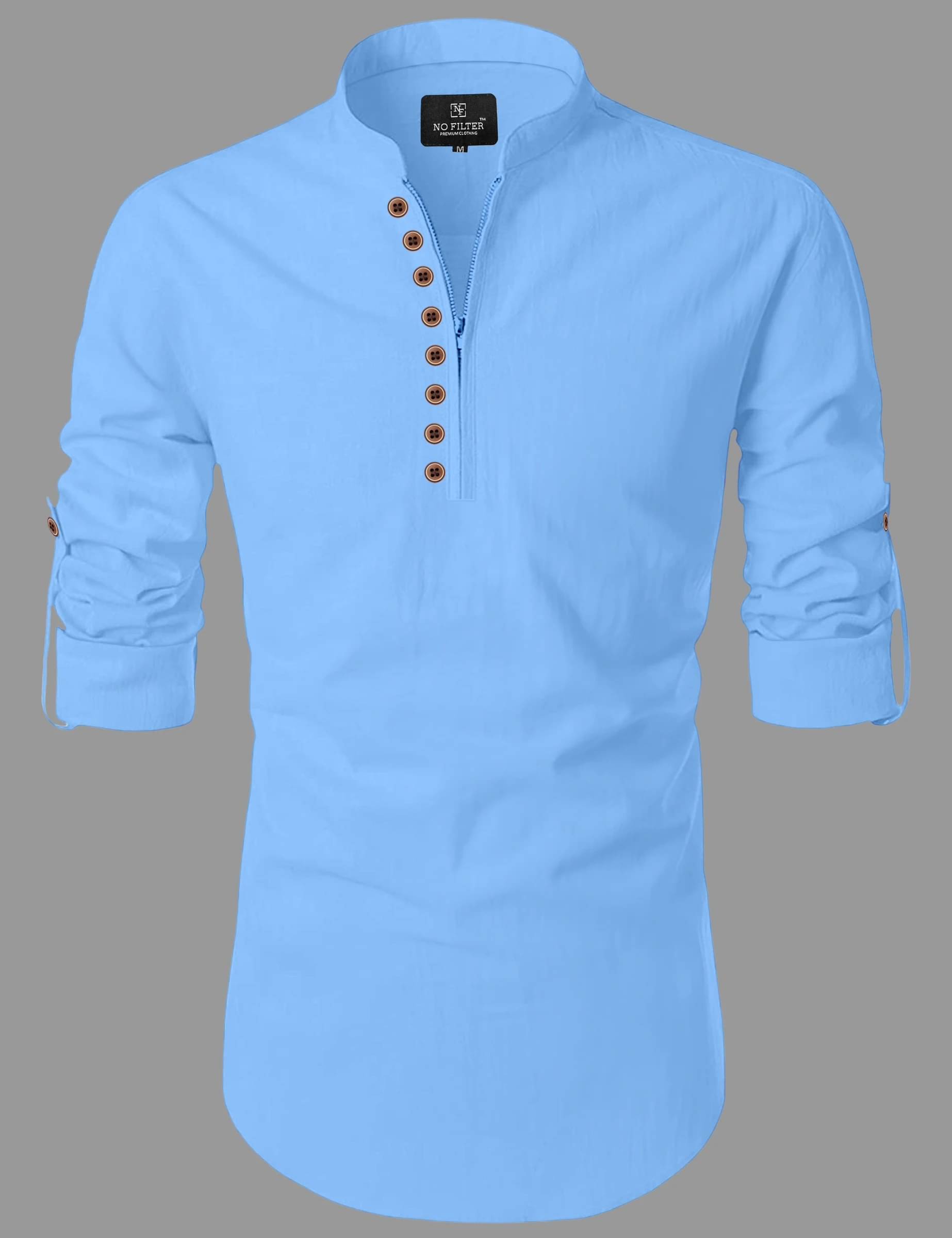 SPOQUE SKY Blue Cotton Blend Men's Regular Kurta ( Pack of 1 ) SPOQUE SKY Blue Cotton Blend Men's Regular Kurta ( Pack of 1 )