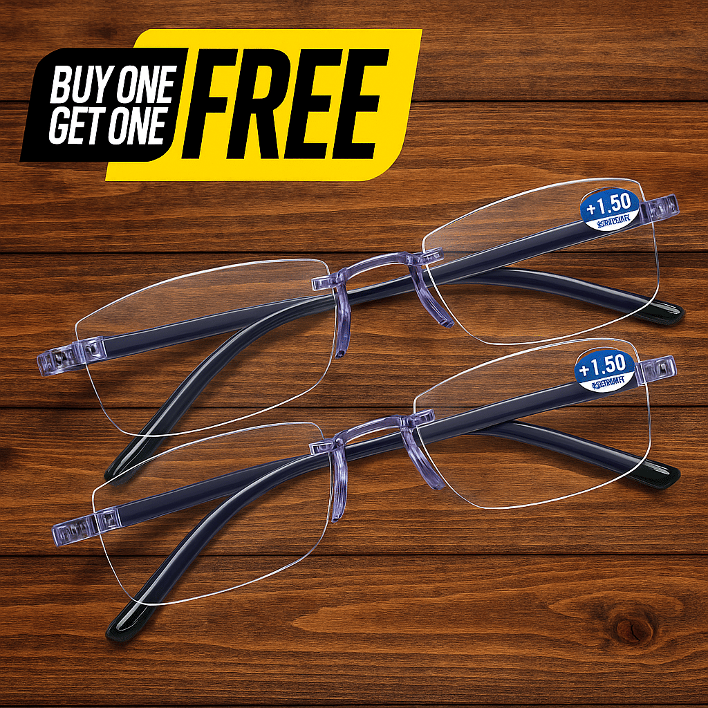 THMT Round Rimless Reading Glasses