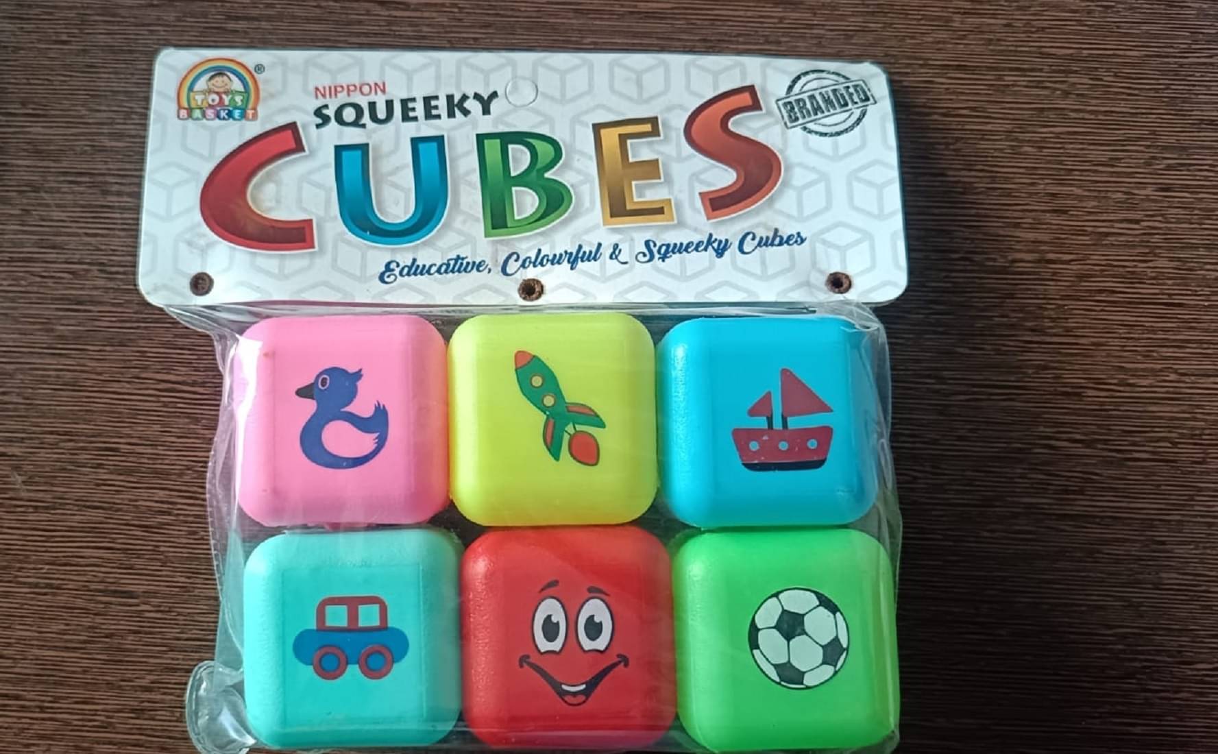     			TOYS BASKET Squeeky/Squeezy Cubes (Soft, Colorful & Squeezy Sound) for Kids 3 months & above (6 pcs set)