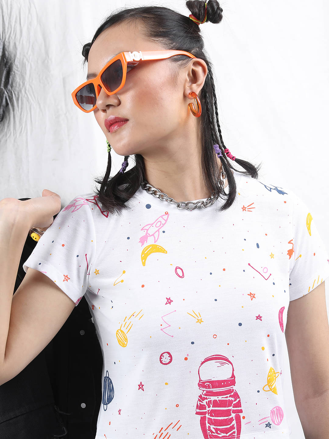 Tokyo Talkies Women Polyester Printed Regular Fit Round Neck T-Shirt ( White ) Tokyo Talkies Women Polyester Printed Regular Fit Round Neck T-Shirt ( White )