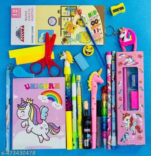 UNICORN A6 Diary For Kids Boys Cartoon Led Gel Pen Pouch For Boys Stationary Set Pencil Highlighter Keychain For Kids Return Gifts (Pack of 24)     			UNICORN A6 Diary For Kids Boys Cartoon Led Gel Pen Pouch For Boys Stationary Set Pencil Highlighter Keychain For Kids Return Gifts (Pack of 24)