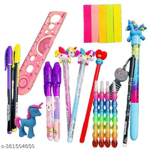     			Unicorn Combo Of 1 Pcs Unicorn Pouch and 6 Pcs Pen and Pencil Combo