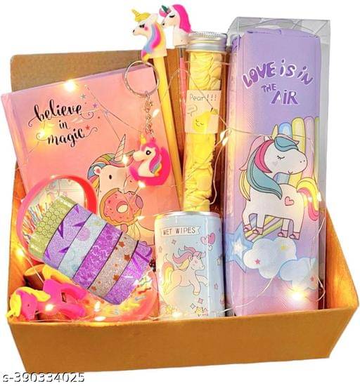    			Unicorn Goody Box Combo Party Favor Supplies Mermaid Return Gift Kids - Unicorn Diary Mermiad Copy Lock Spiral Mini Pocket Notebook Lipstick Pen Cute Keychain Designer tape (Unicorn)