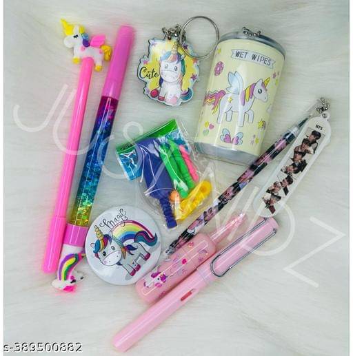     			Unicorn Maha Combo of A6 DIARY WITH PENCIL,ERASER,SHARPNER,SCALE,STICKNOTES,BROOCH MORE (Pack of  17)