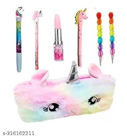     			Unicorn Stationery Combo Pencil Pouch Polyester Pencil Box (Set of 7 Multicolor) unicorn Art Polyester Pencil Box (Set of 7, Multicolor)