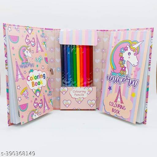     			Unicorn fur diary small pocket a6 size notebook with pink feather pouch , water glitter pen , pencil , eraser * sharpener, school stationary supply for girls kids ( pack of 11 items )