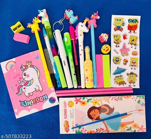     			Unicorn theme Bubble 3D Print pouch with 3D print A5 perfect notebook with 100 ruled pages ( Pink )