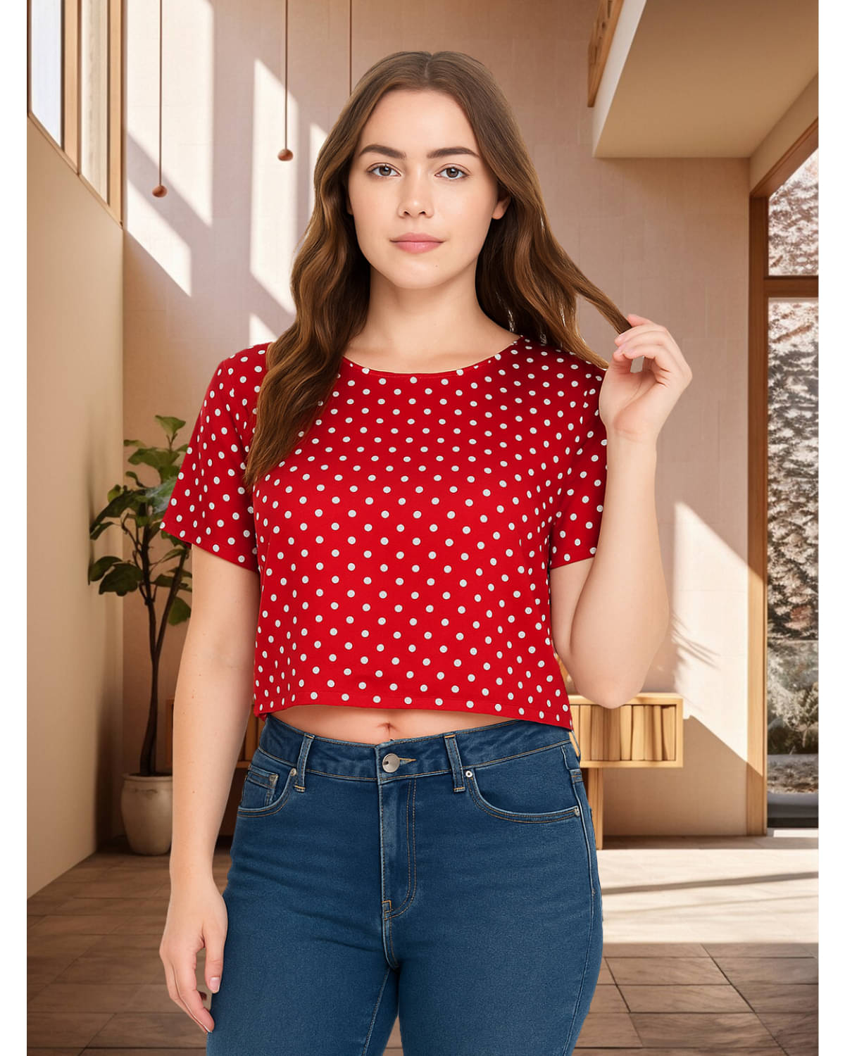     			Unicus Apparel Women's Polyester Crop Top ( Red )