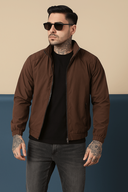 VOGATI Polyester Men's Casual Jacket - Brown ( Pack of 1 ) - Jackets & Coats | Buy online on ZillyBuy