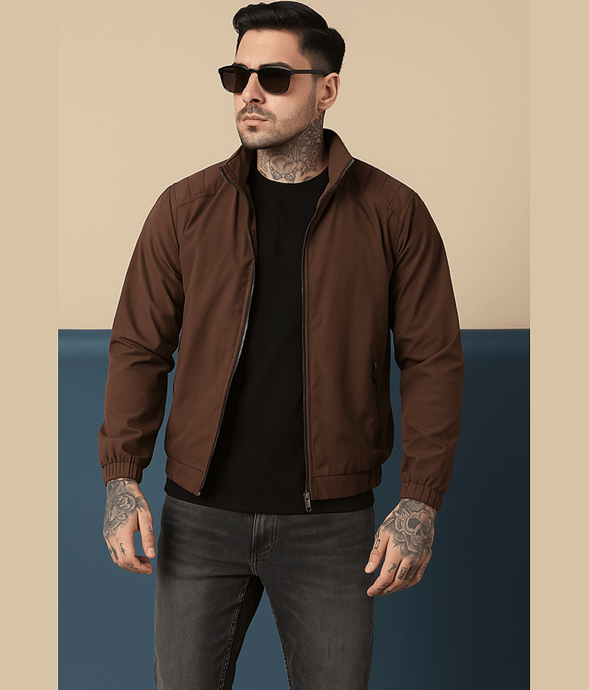 VOGATI Polyester Men's Casual Jacket - Brown ( Pack of 1 ) - Jackets & Coats | Buy online on ZillyBuy