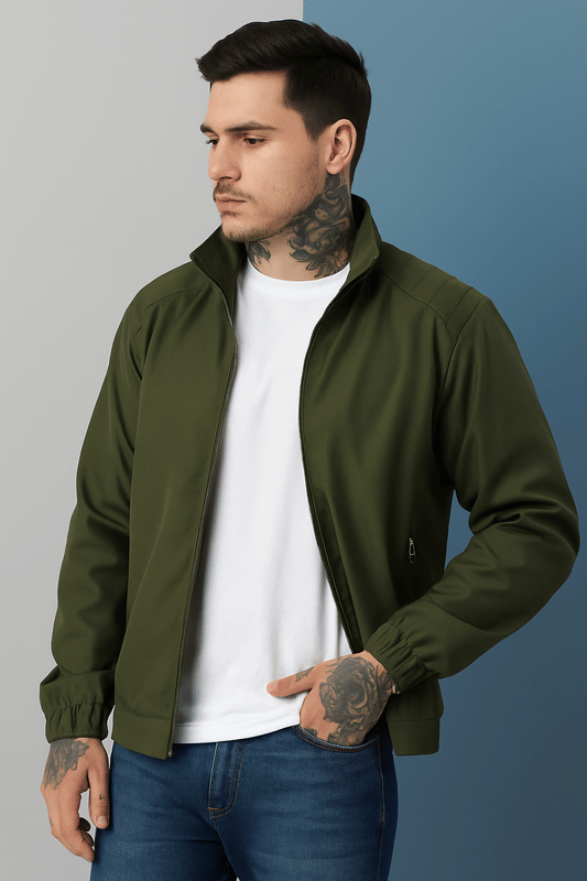     			VOGATI Polyester Men's Casual Jacket - Olive ( Pack of 1 )