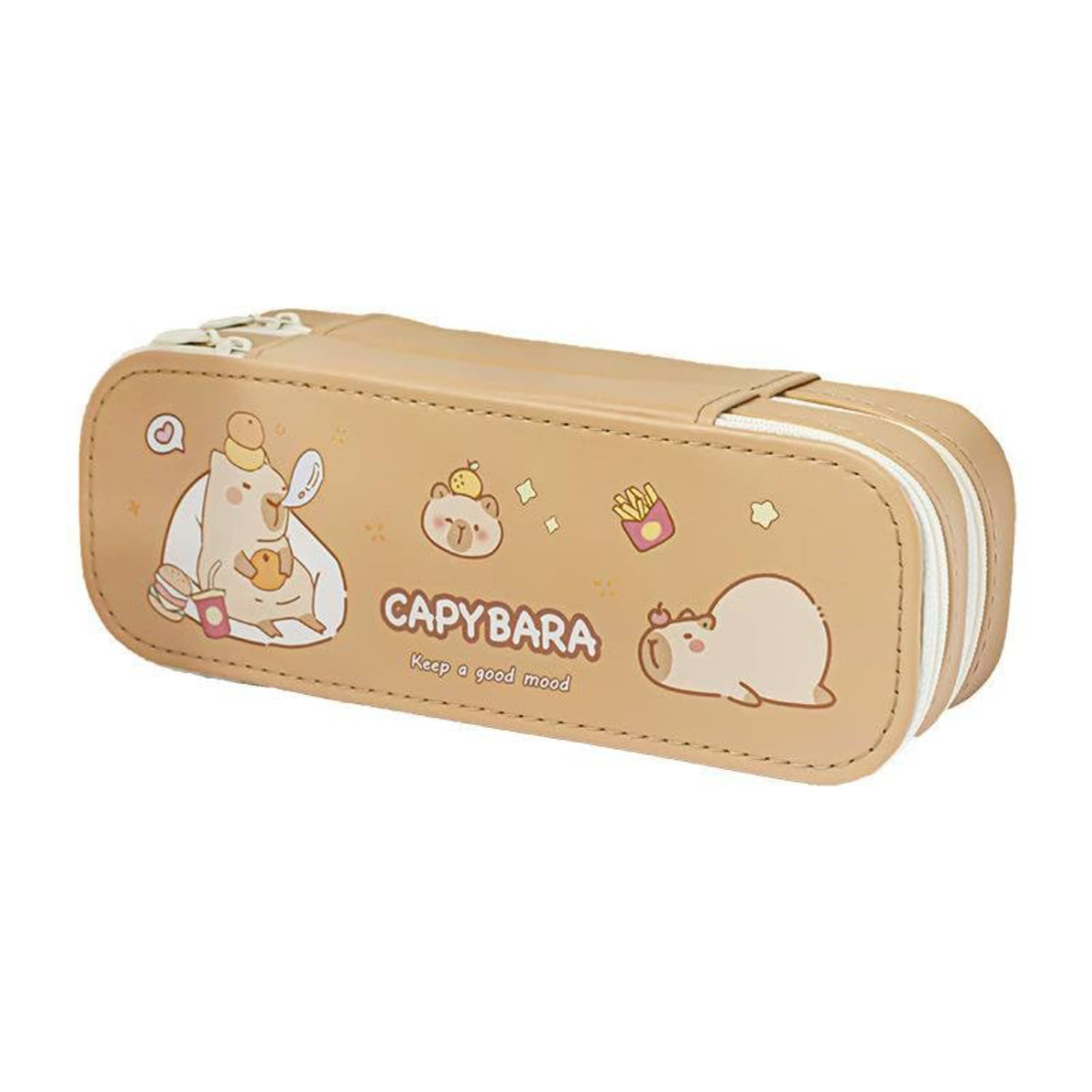     			Villy Capybara Pencil Case, Double Layer Stationery Box with Cute Animal Designs, Large Capacity Storage for School Supplies