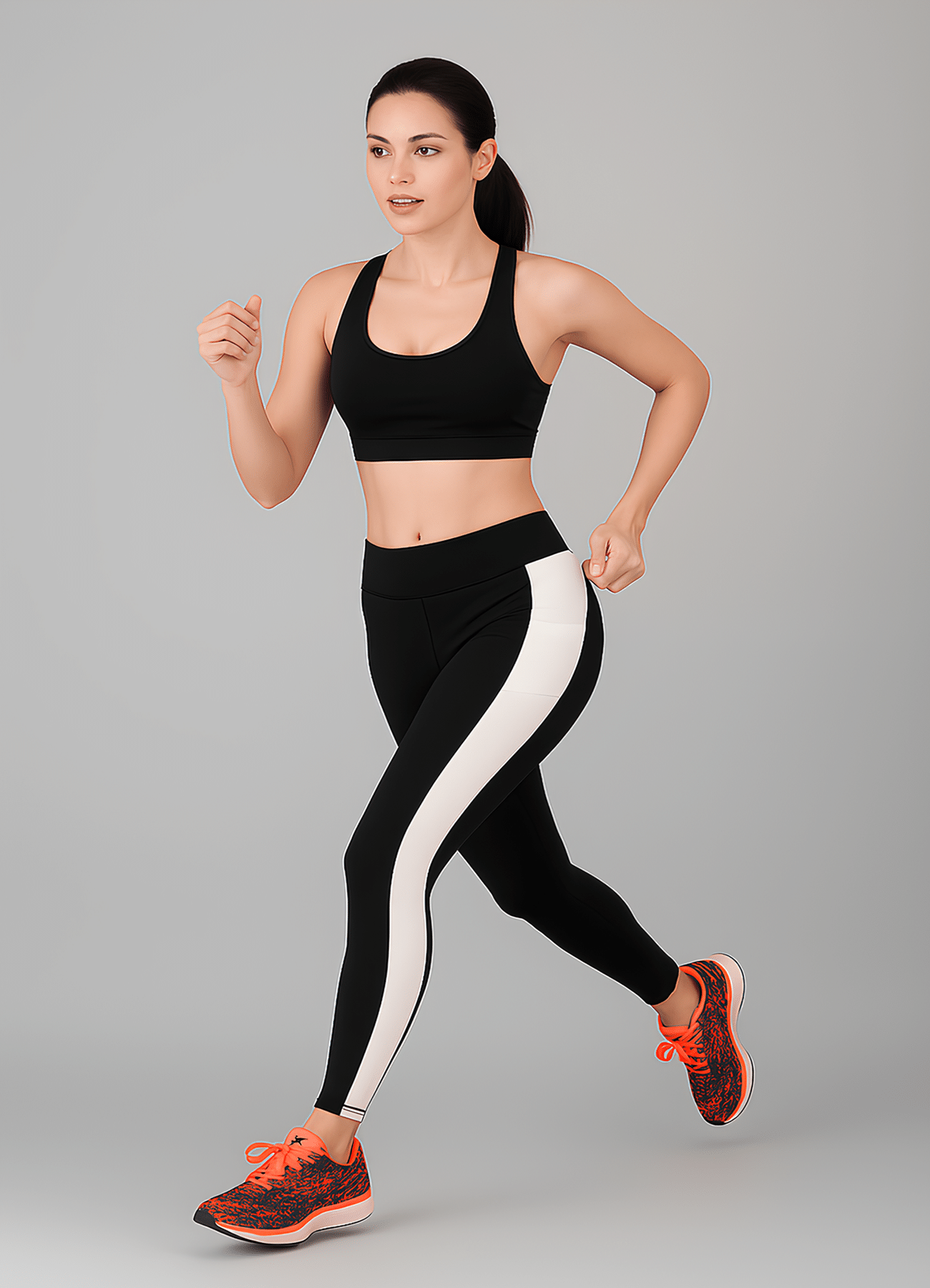     			WUGO Black Polyester Color Blocking Tights - Single