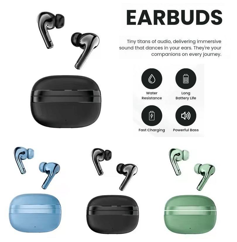     			Wireless Bluetooth Earbuds with ENC Mic | UPTO 40H Playtime | Type-C Fast Charging | IPX5 Water Resistant | Touch Controls | Deep Bass Stereo Sound for Android & iOS (Black)