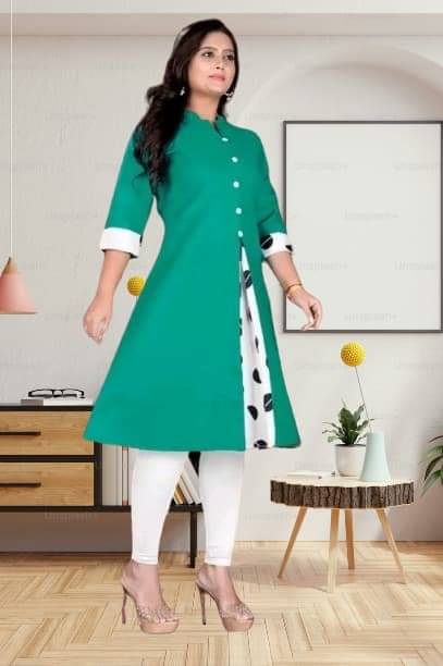     			Zorista Women Cotton Flex Solid A-line Kurti ( Dark Green )