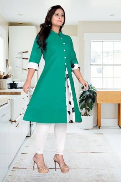 Zorista Women Cotton Flex Solid A-line Kurti ( Dark Green ) Zorista Women Cotton Flex Solid A-line Kurti ( Dark Green )