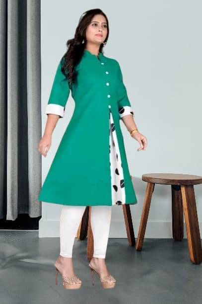 Zorista Women Cotton Flex Solid A-line Kurti ( Dark Green ) Zorista Women Cotton Flex Solid A-line Kurti ( Dark Green )