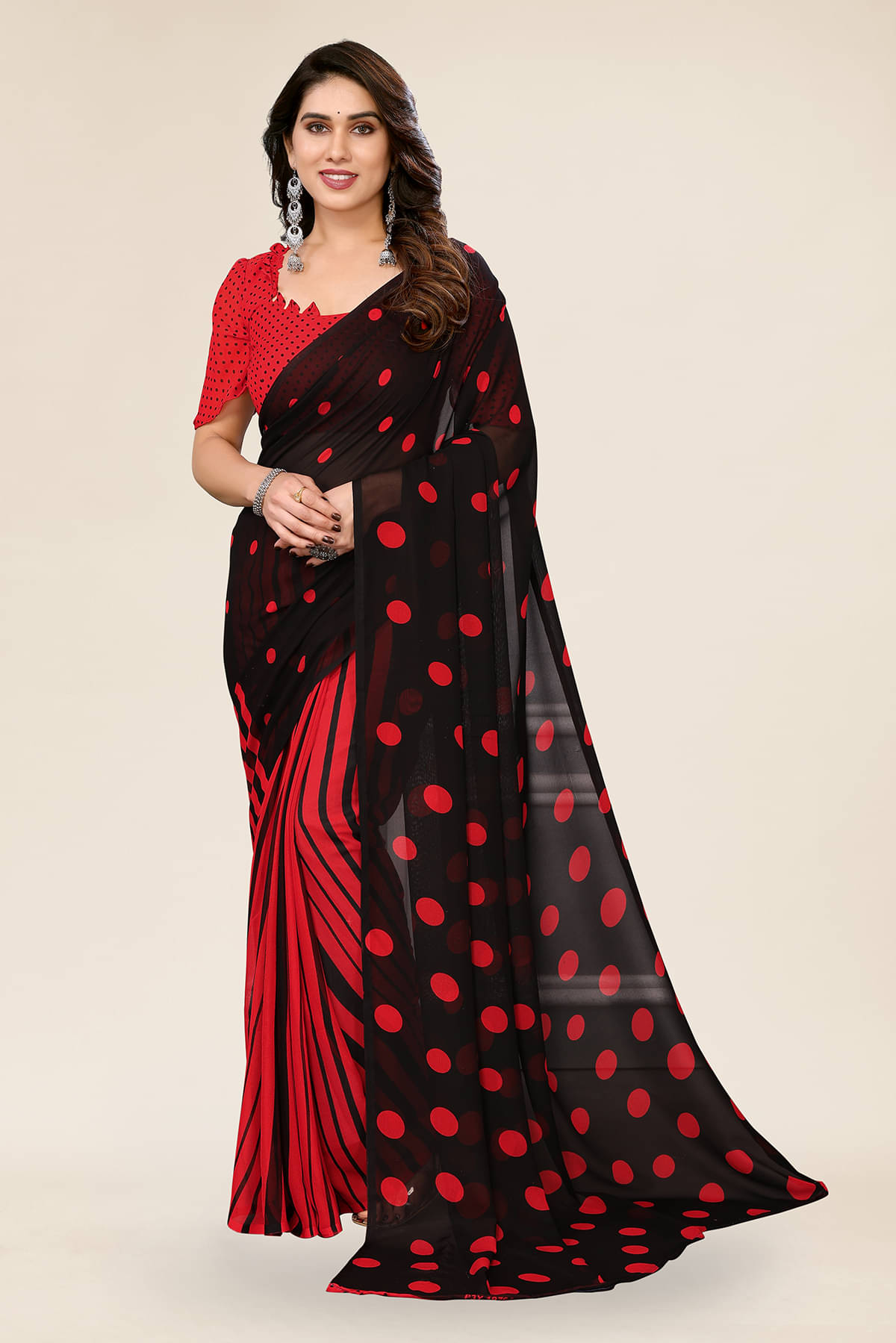 ANAND SAREES Georgette Printed Chanderi saree With Unstitched Blouse Piece ( Red ) ANAND SAREES Georgette Printed Chanderi saree With Unstitched Blouse Piece ( Red )