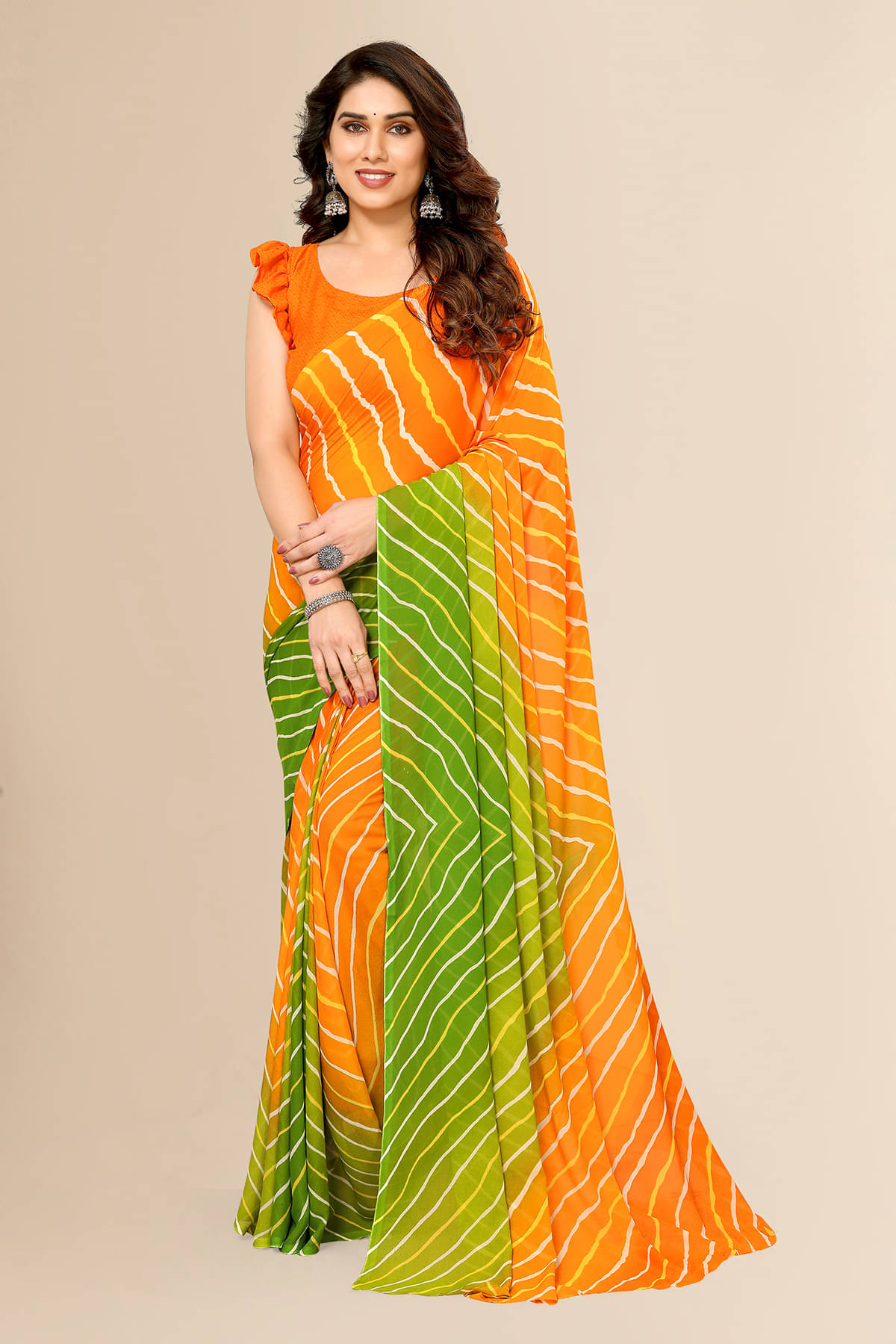ANAND SAREES Georgette Printed Leheriya Saree With Unstitched Blouse Piece ( Yellow ) ANAND SAREES Georgette Printed Leheriya Saree With Unstitched Blouse Piece ( Yellow )