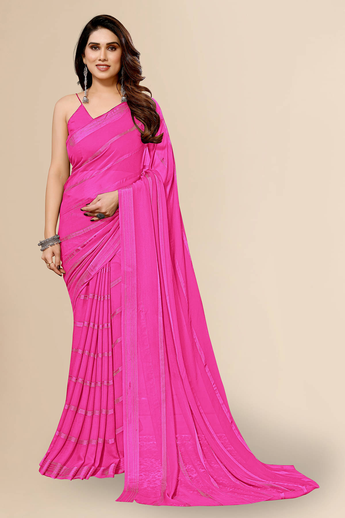 ANAND SAREES Satin Embellished Kasavu Saree With Unstitched Blouse Piece ( Pink ) ANAND SAREES Satin Embellished Kasavu Saree With Unstitched Blouse Piece ( Pink )