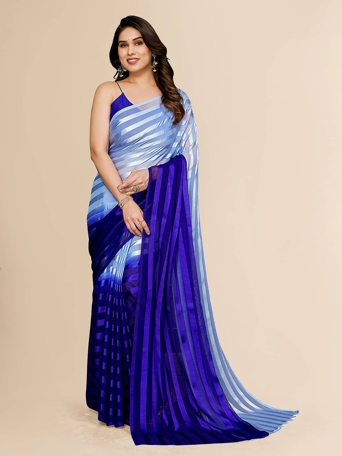ANAND SAREES Satin Embellished Kasavu Saree With Unstitched Blouse Piece ( Blue ) ANAND SAREES Satin Embellished Kasavu Saree With Unstitched Blouse Piece ( Blue )