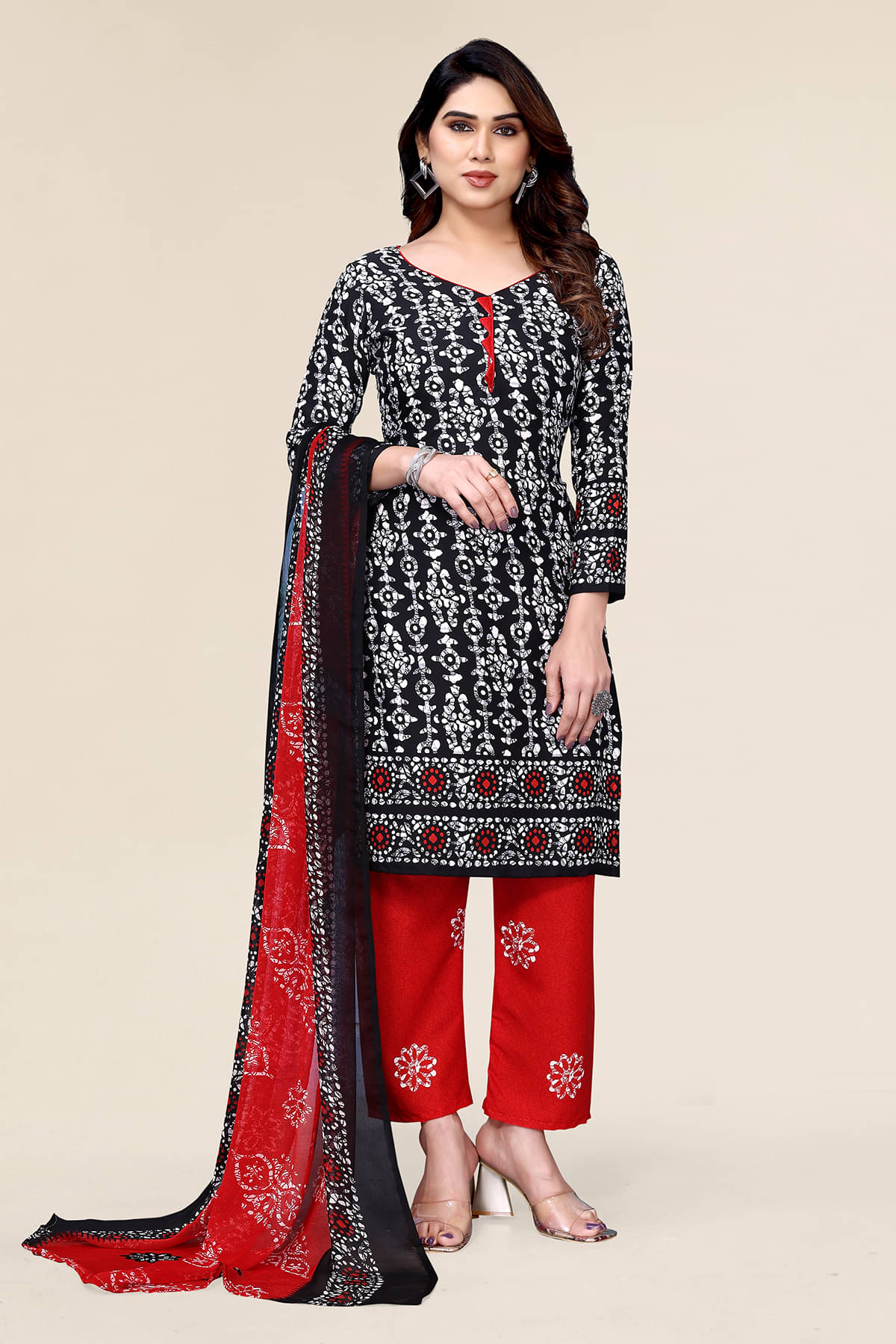 ANAND SAREES Women Crepe Unstitched Dress Material ( Black ) ANAND SAREES Women Crepe Unstitched Dress Material ( Black )