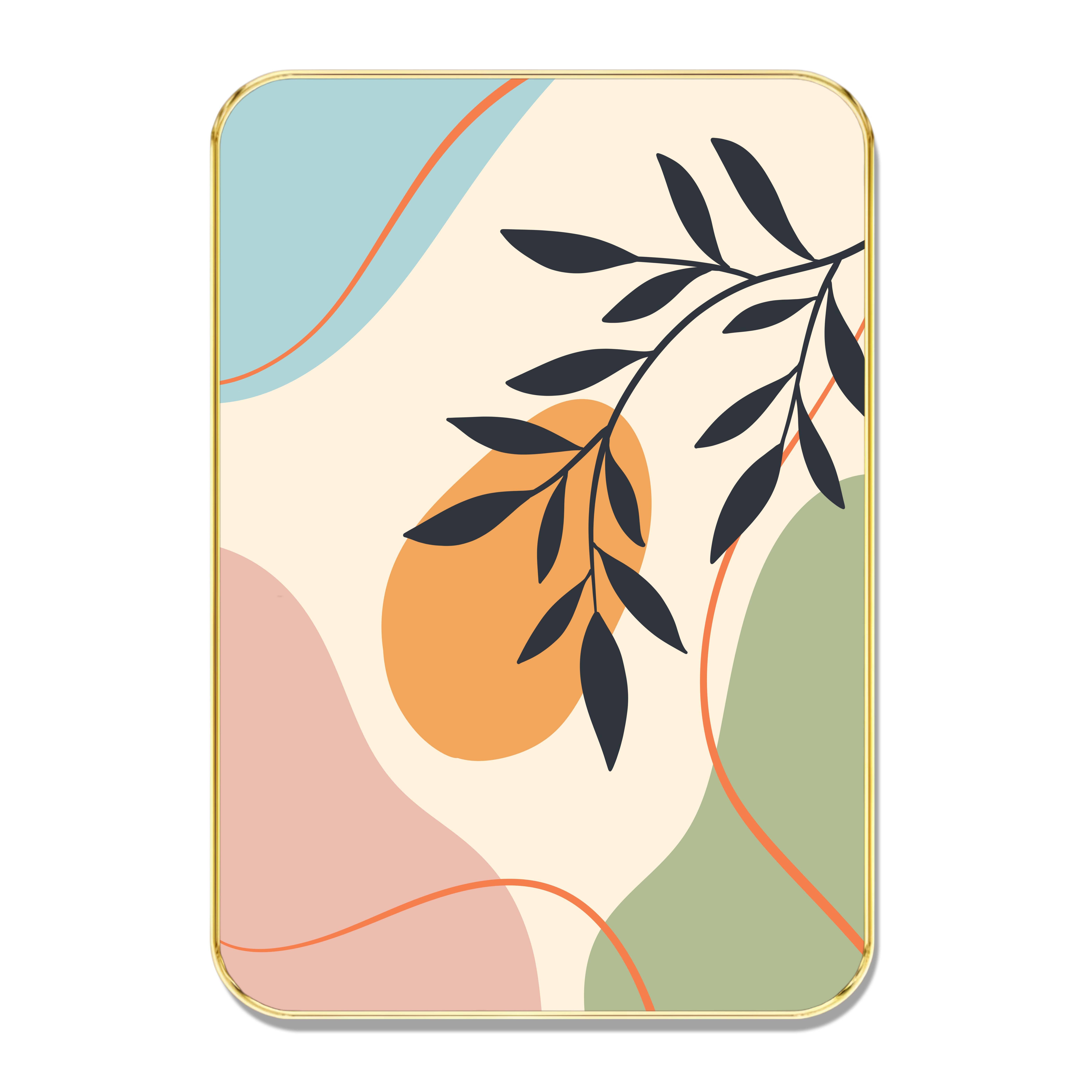     			Abstract Botanical Wall Art – Soft Pastel Organic Shapes with Black Leaf Design & Golden Frame | Modern Decorative Painting for Living Room, Bedroom & Office