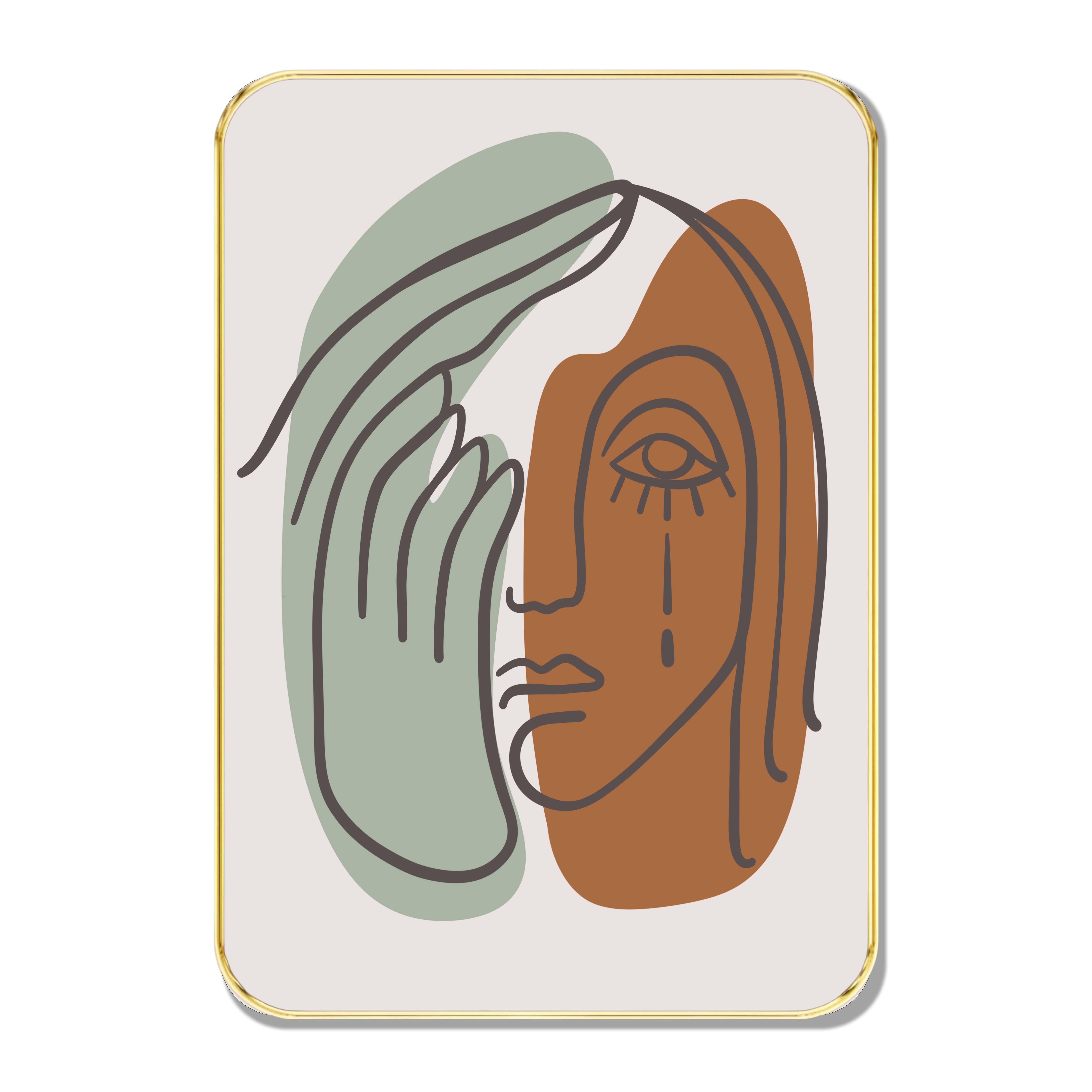 Abstract Face Line Art Wall Painting – Modern Expressionist Portrait with Golden Frame | Framed Minimalist Art for Living Room, Bedroom & Office Abstract Face Line Art Wall Painting – Modern Expressionist Portrait with Golden Frame | Framed Minimalist Art for Living Room, Bedroom & Office
