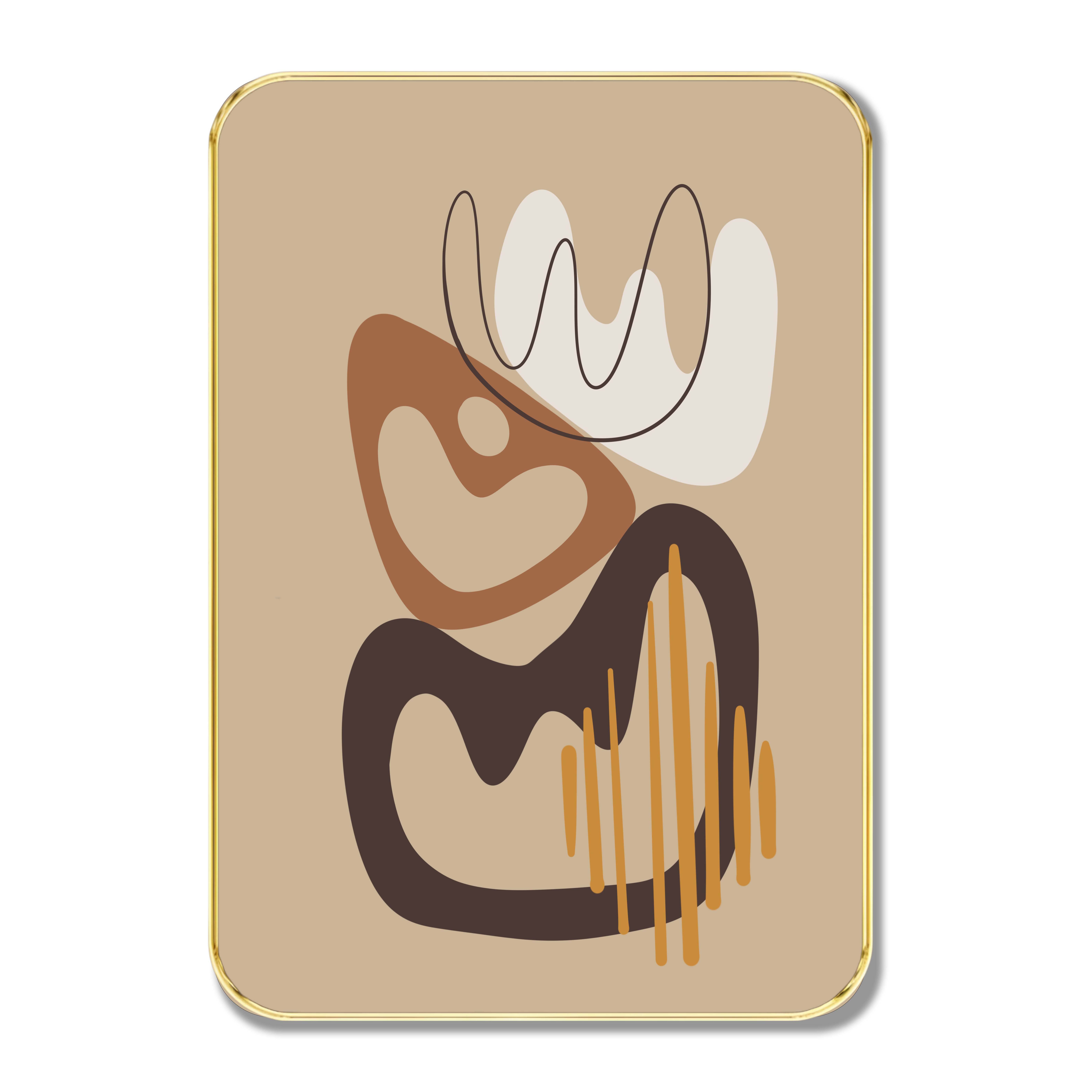 Abstract Line Art Wall Painting – Modern Minimalist Shapes in Beige & Brown | Framed Golden Edge Wall Decor for Living Room, Bedroom, Office Abstract Line Art Wall Painting – Modern Minimalist Shapes in Beige & Brown | Framed Golden Edge Wall Decor for Living Room, Bedroom, Office