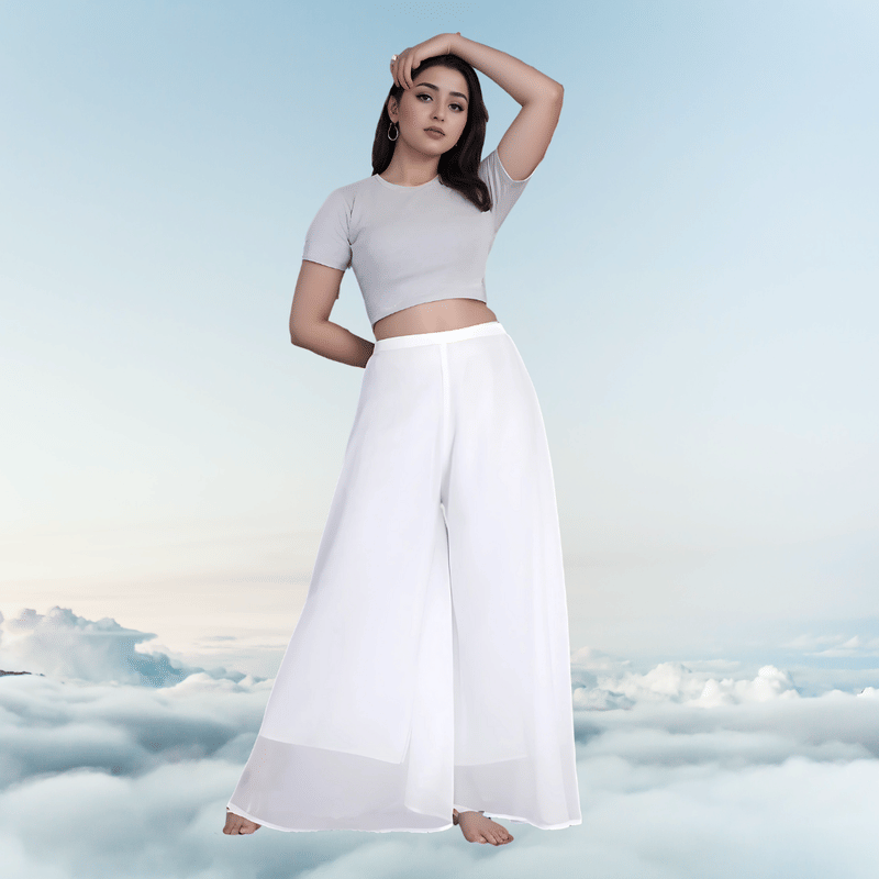     			BHAGYASHRAY Women Georgette Palazzo ( White )