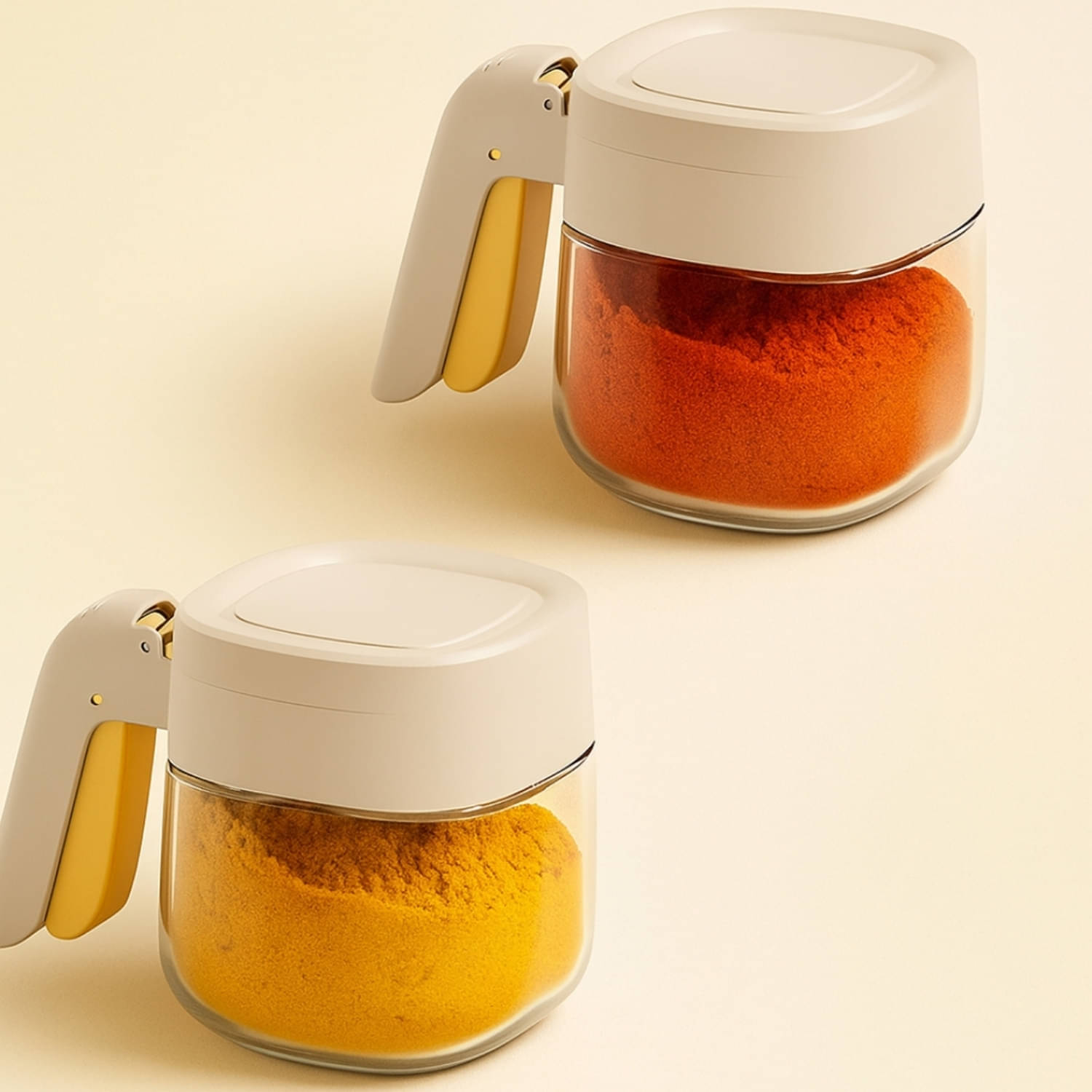     			Baskety Spice Jar Glass White Spice Container ( Set of 2 )