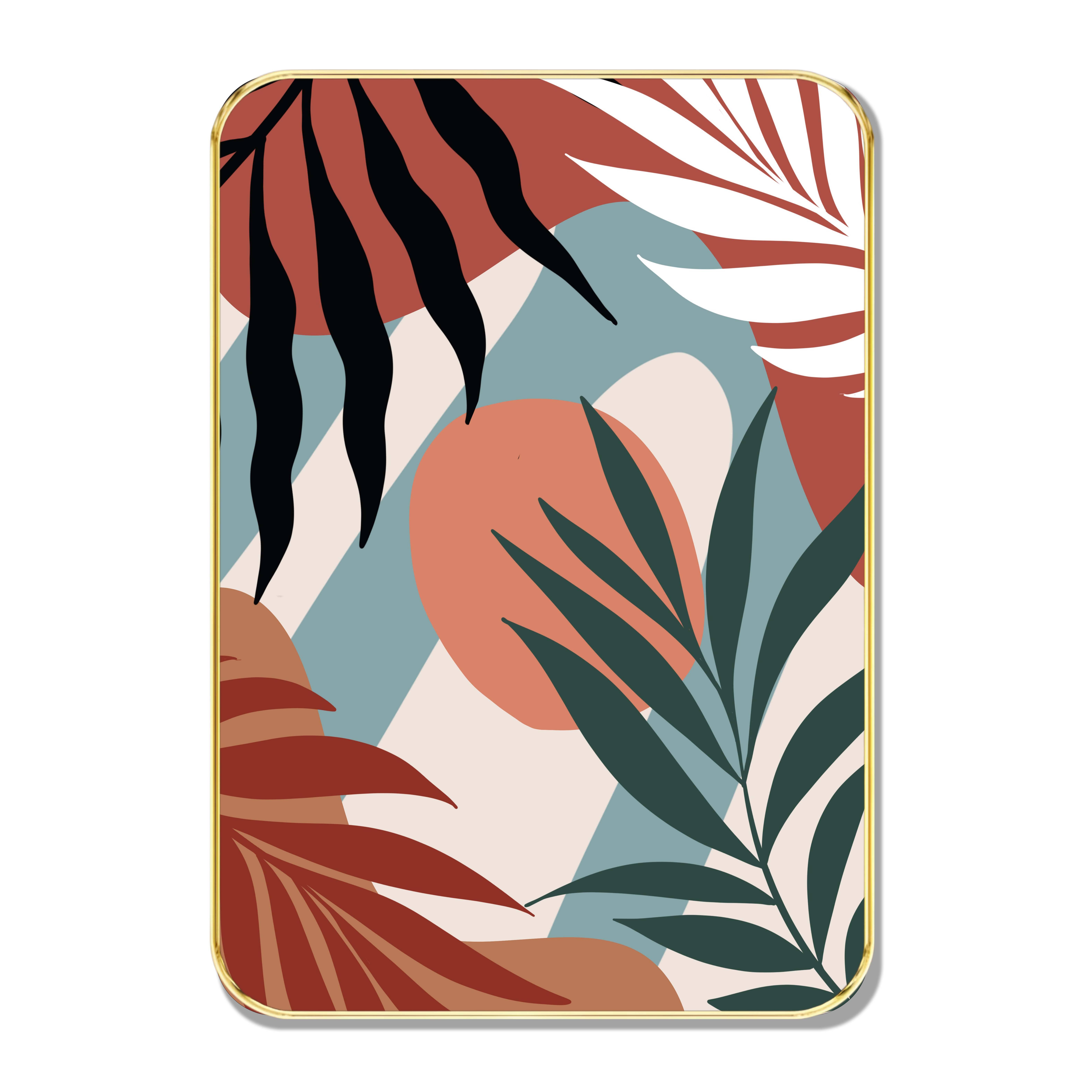     			Bold Abstract Tropical Wall Art | Vibrant Leaf Pattern in Red, Green, Black & Beige – Modern Framed Painting for Living Room, Bedroom & Office Decor – Aesthetic Wall Hanging