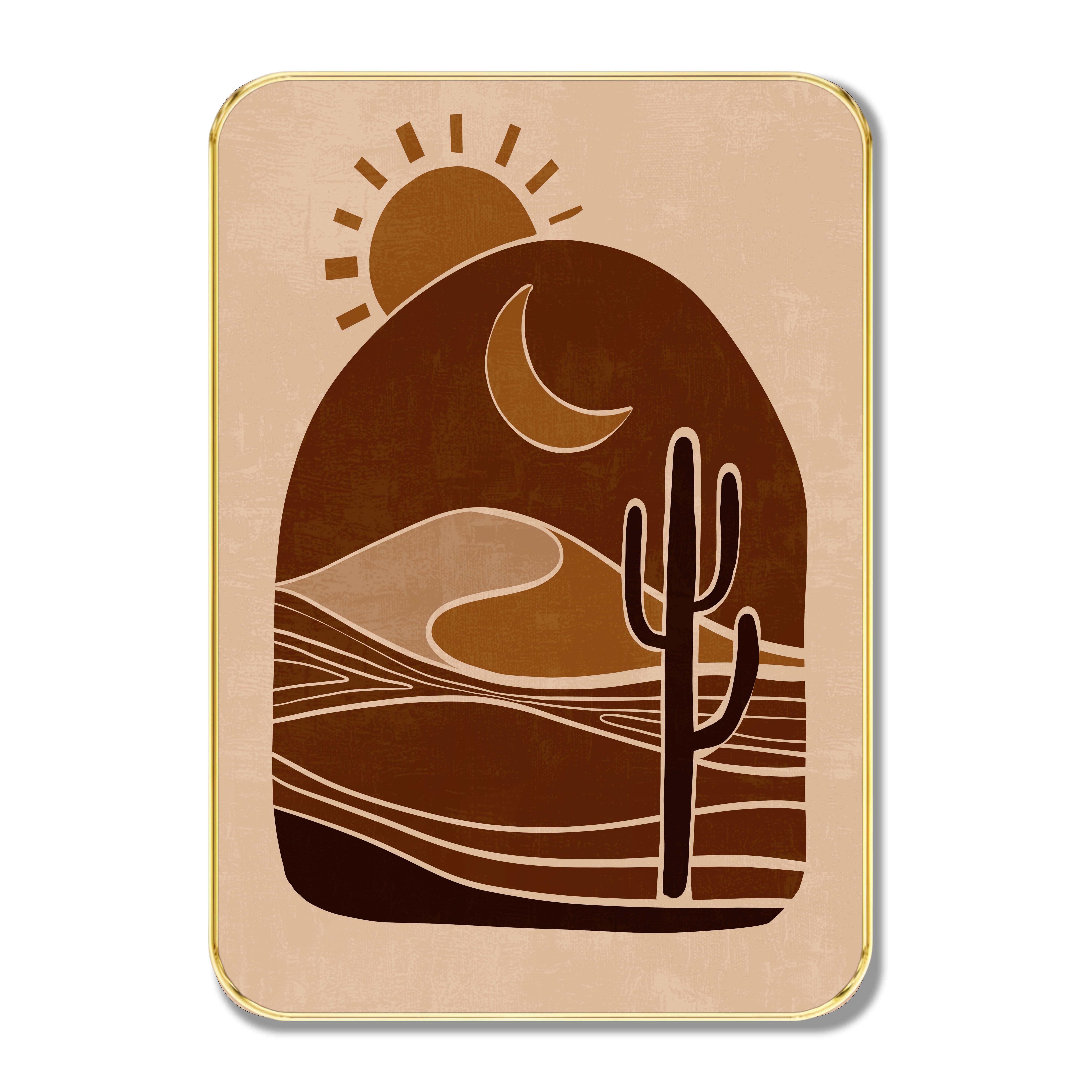 Desert Landscape Wall Art with Sun & Moon – Abstract Boho Style Framed Painting for Living Room, Bedroom & Office | Earth Tone Minimalist Golden Frame Painting     			Desert Landscape Wall Art with Sun & Moon – Abstract Boho Style Framed Painting for Living Room, Bedroom & Office | Earth Tone Minimalist Golden Frame Painting