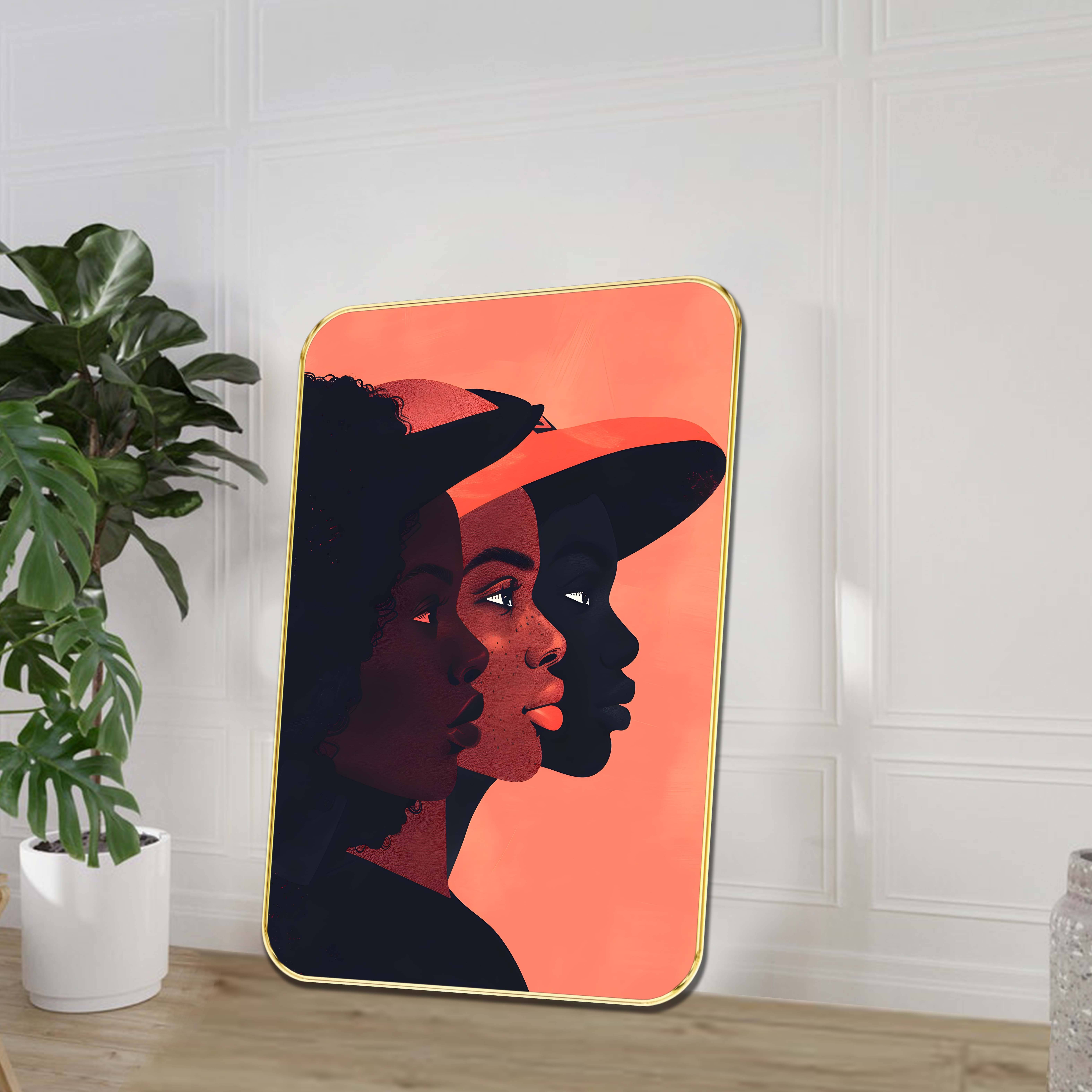 Empowering Trio Wall Art | Modern Portrait of Three African Women in Profile | Framed Painting for Home, Office & Studio Decor Empowering Trio Wall Art | Modern Portrait of Three African Women in Profile | Framed Painting for Home, Office & Studio Decor