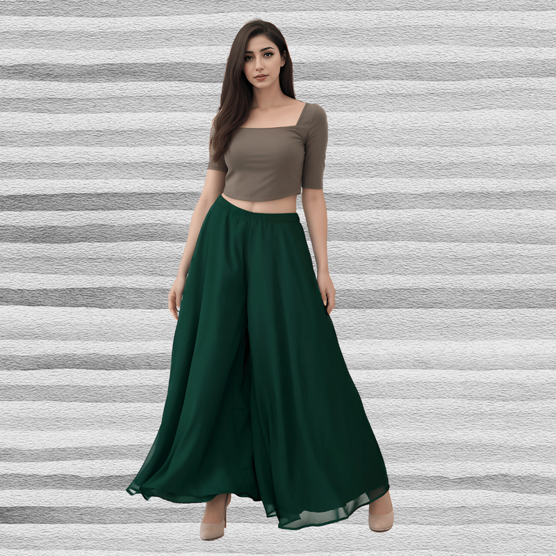     			Garv Enterprises Women Georgette Palazzo ( Green )