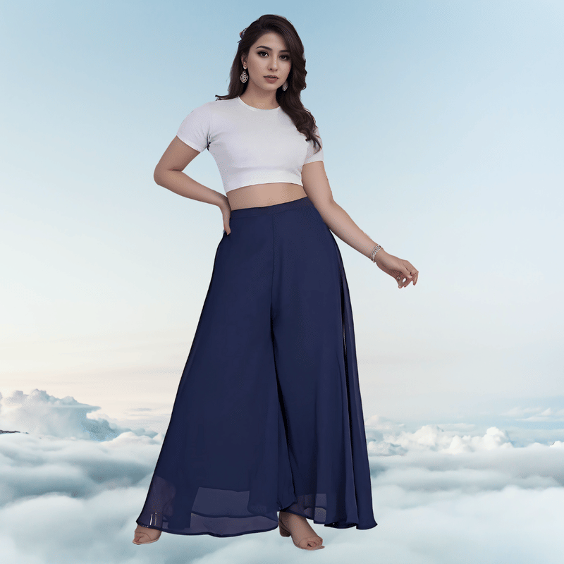     			Garv Enterprises Women Georgette Palazzo ( Blue )