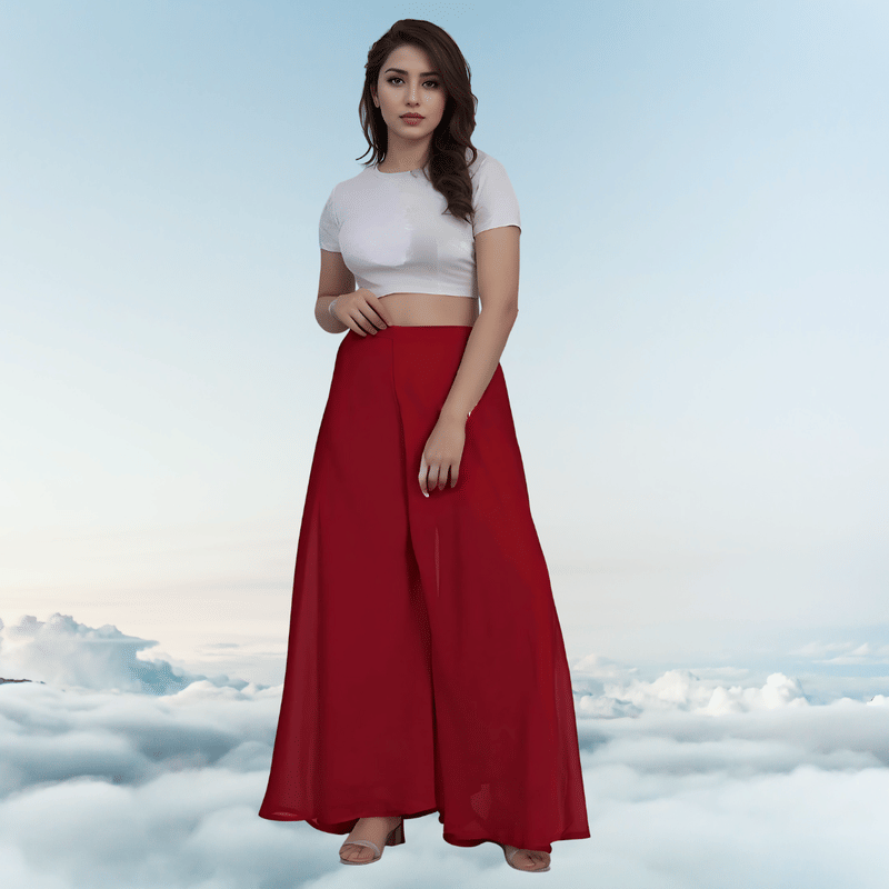     			Garv Enterprises Women Georgette Palazzo ( Maroon )