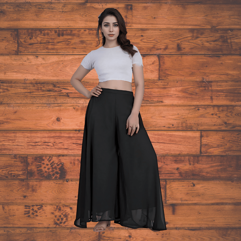     			Garv Enterprises Women Georgette Palazzo ( Charcoal )