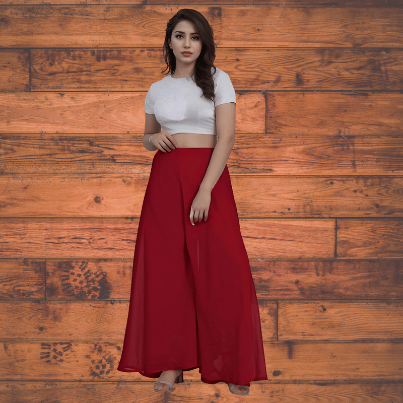     			Garv Enterprises Women Georgette Palazzo ( Maroon )