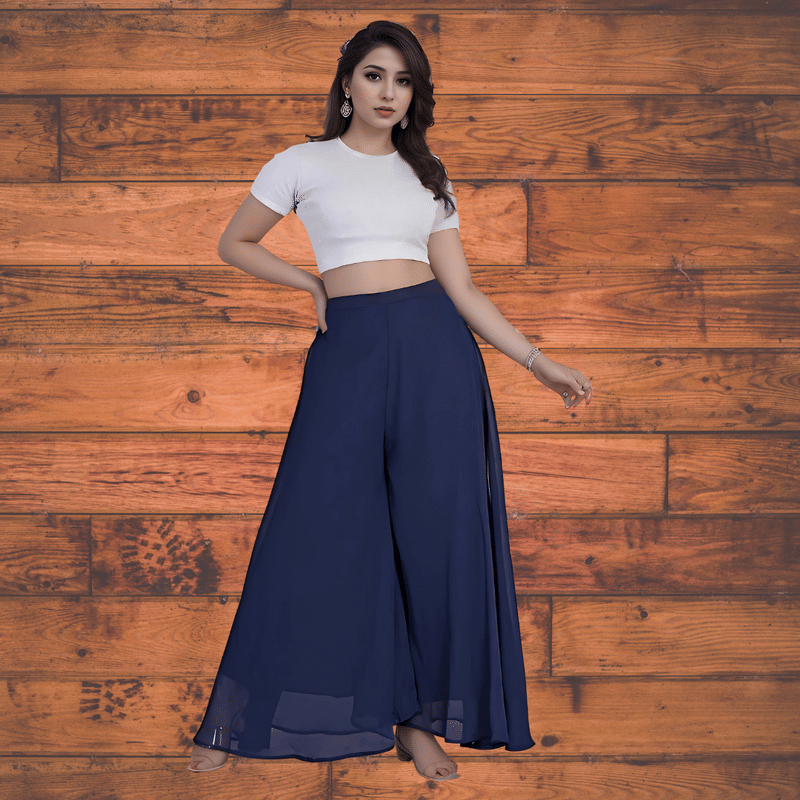     			Garv Enterprises Women Georgette Palazzo ( Blue )