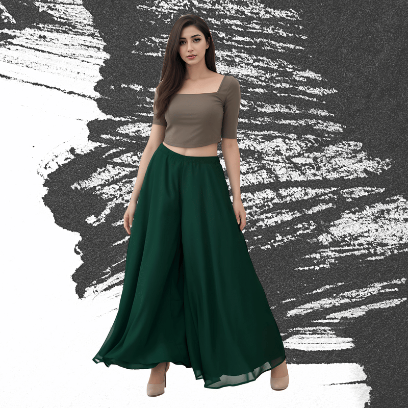     			Garv Enterprises Women Georgette Palazzo ( Green )