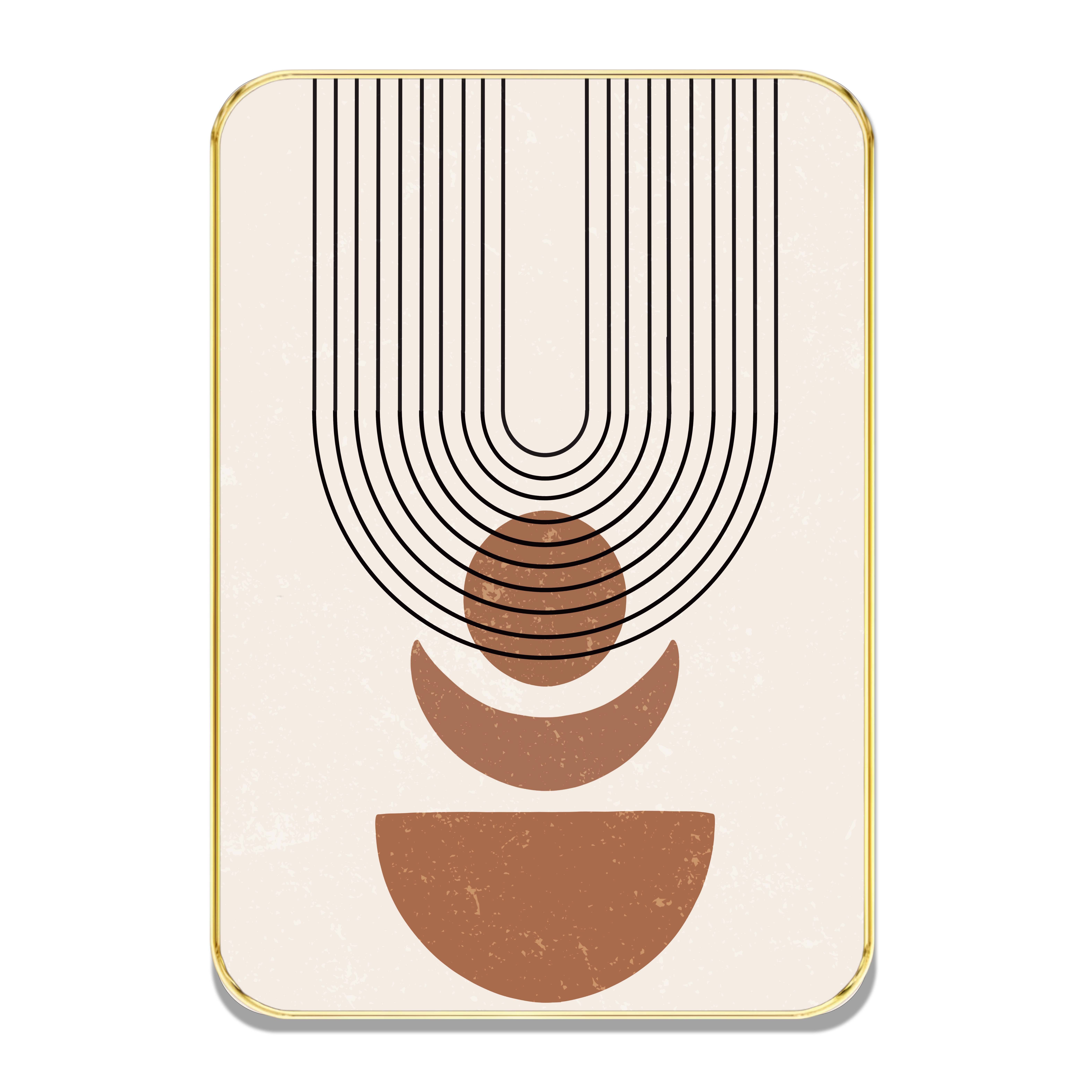 Geometric Boho Wall Art | Abstract Modern Shapes Framed Painting with Golden Frame | Minimalist Line Art in Earth Tones for Living Room, Bedroom, or Office Geometric Boho Wall Art | Abstract Modern Shapes Framed Painting with Golden Frame | Minimalist Line Art in Earth Tones for Living Room, Bedroom, or Office