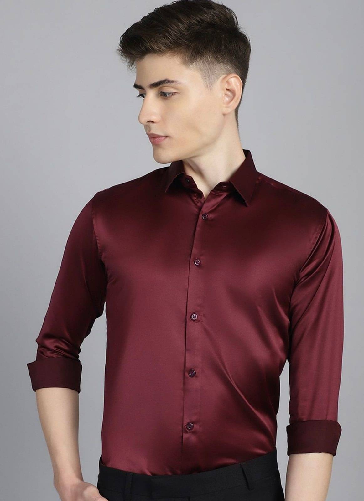 Helix Attire Satin Regular Fit Full Sleeves Men's Formal Shirt - Red ( Pack of 1 ) Helix Attire Satin Regular Fit Full Sleeves Men's Formal Shirt - Red ( Pack of 1 )