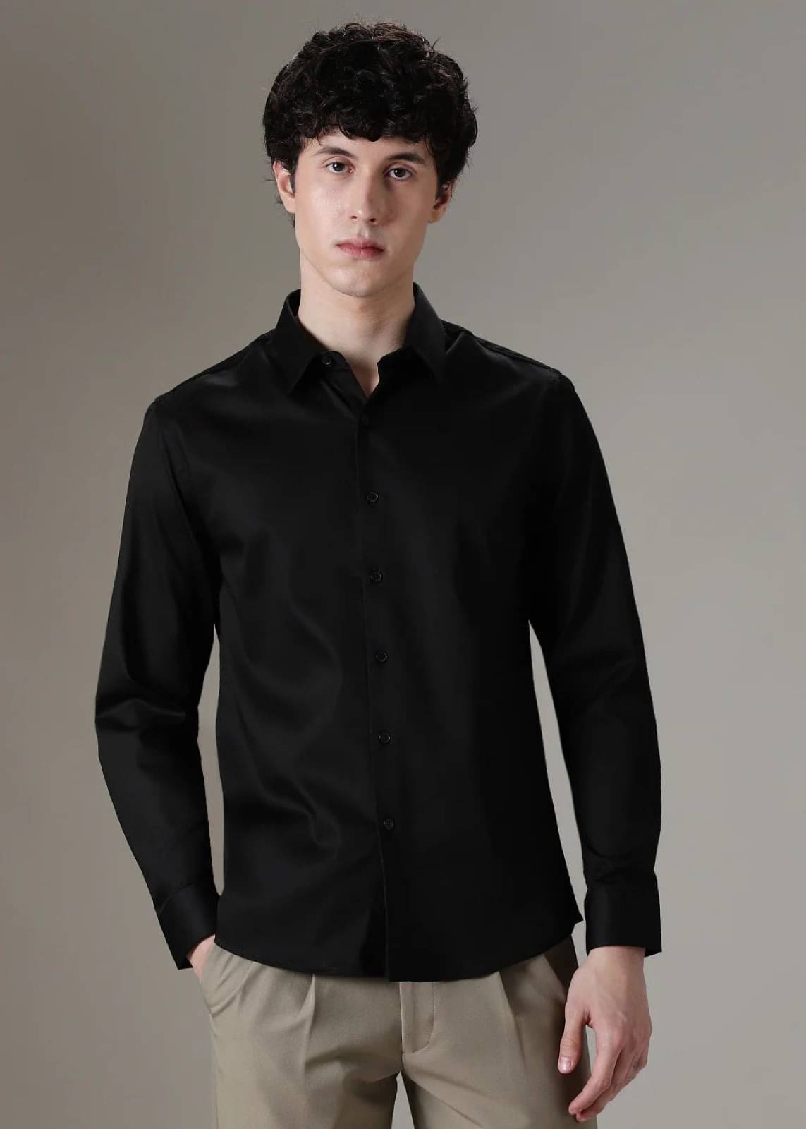     			Helix Attire Satin Regular Fit Full Sleeves Men's Formal Shirt - Black ( Pack of 1 )