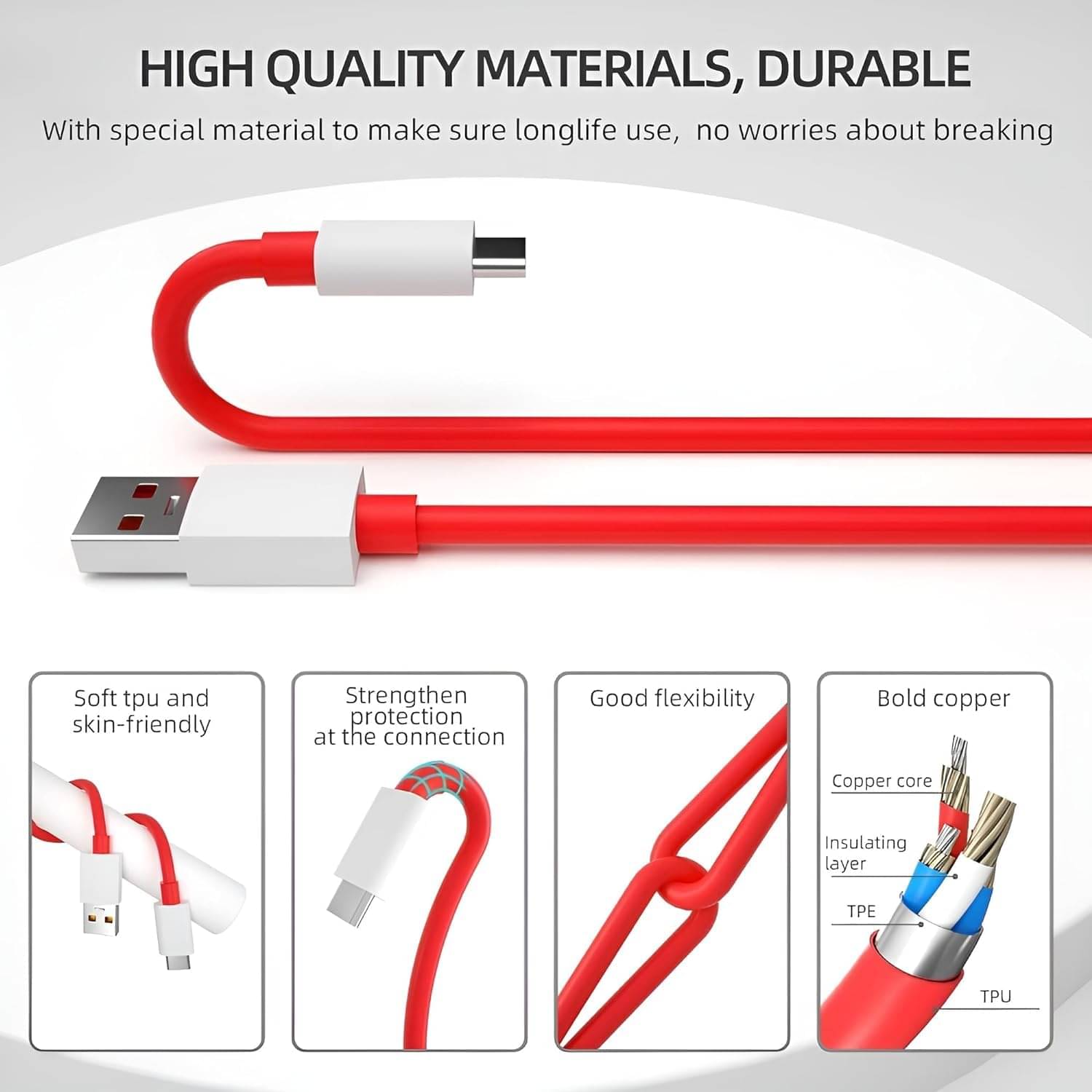     			High-Speed USB to Type-C Charging Cable with Fast Data Transfer, Durable Braided Design, 1.2M Length, Compatible with Android Phones, Tablets, Power Banks, and All Type-C Supported Devices.