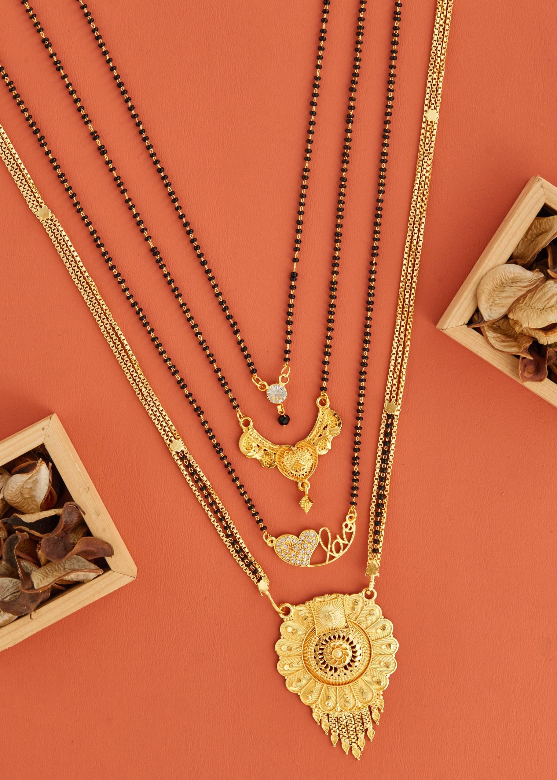     			KIEICE Golden Mangalsutra Set ( Pack of 4 )
