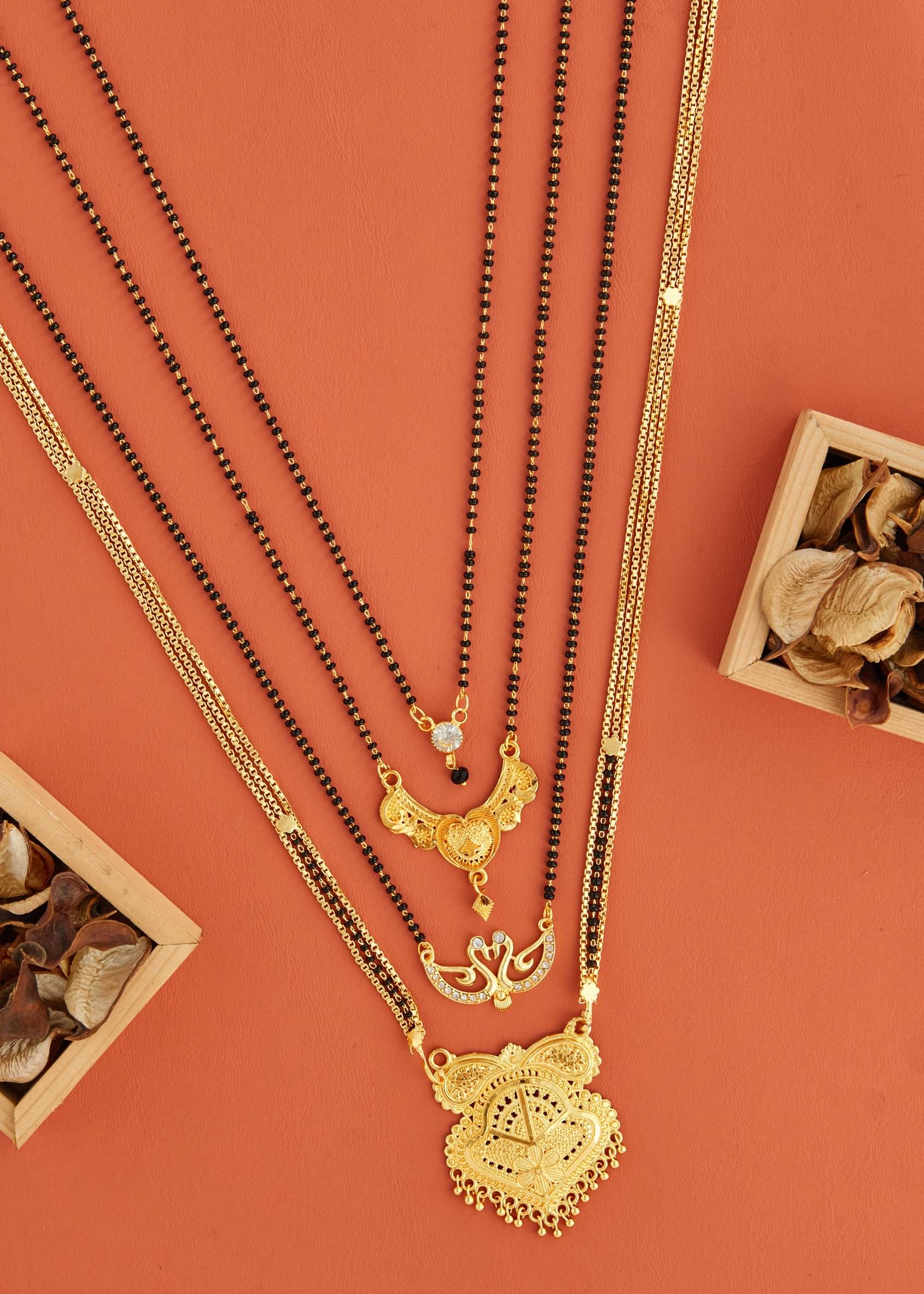     			KIEICE Golden Mangalsutra Set ( Pack of 4 )