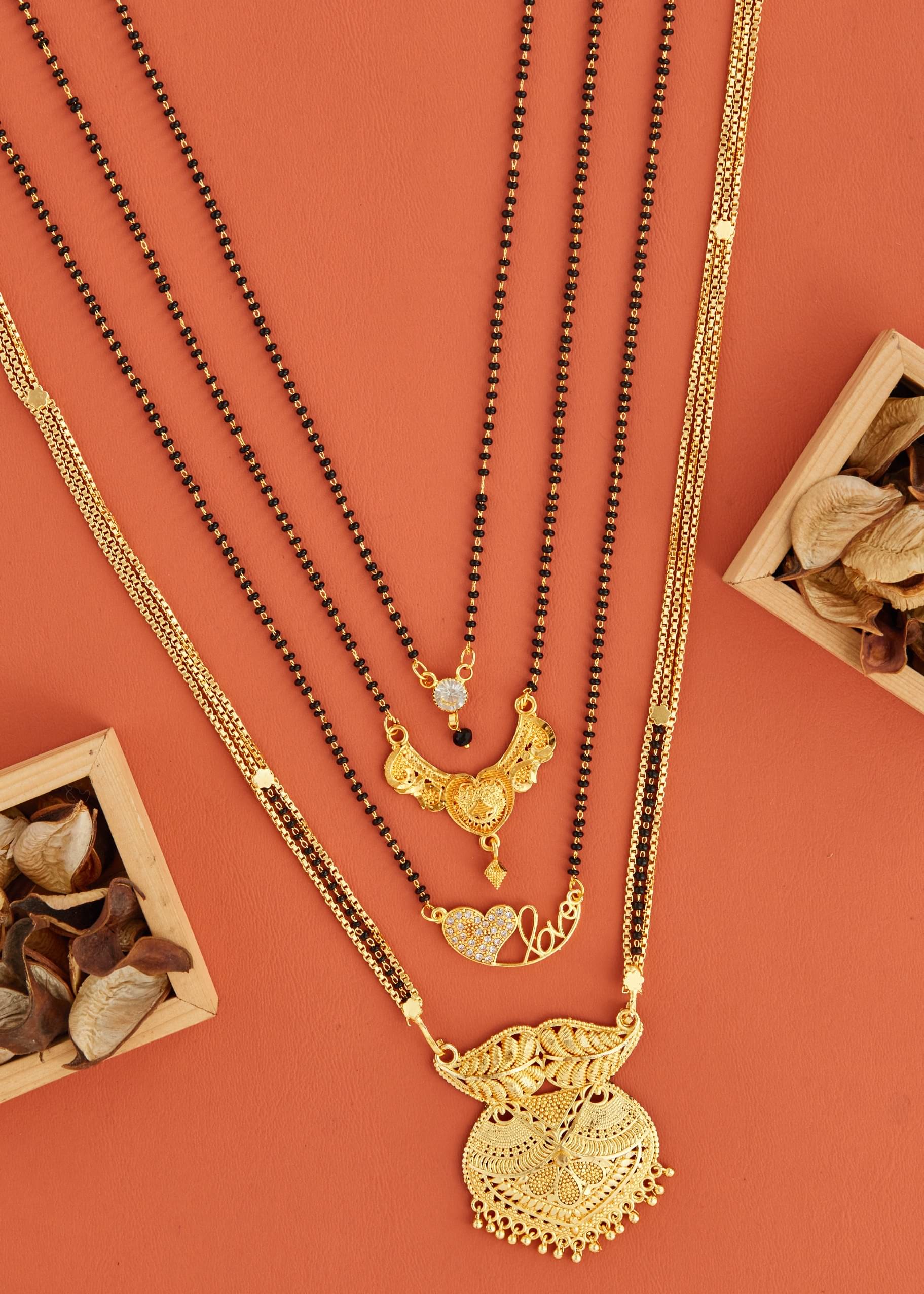     			KIEICE Golden Mangalsutra Set ( Pack of 4 )