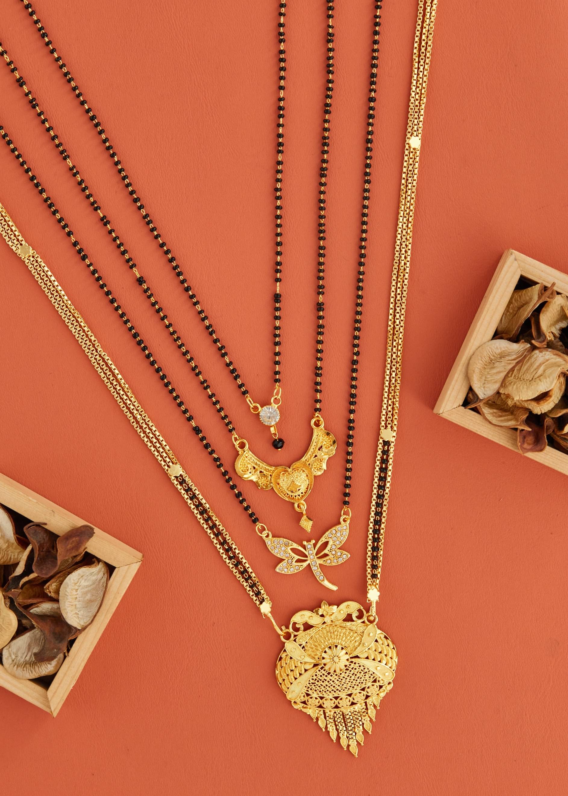     			KIEICE Golden Mangalsutra Set ( Pack of 4 )