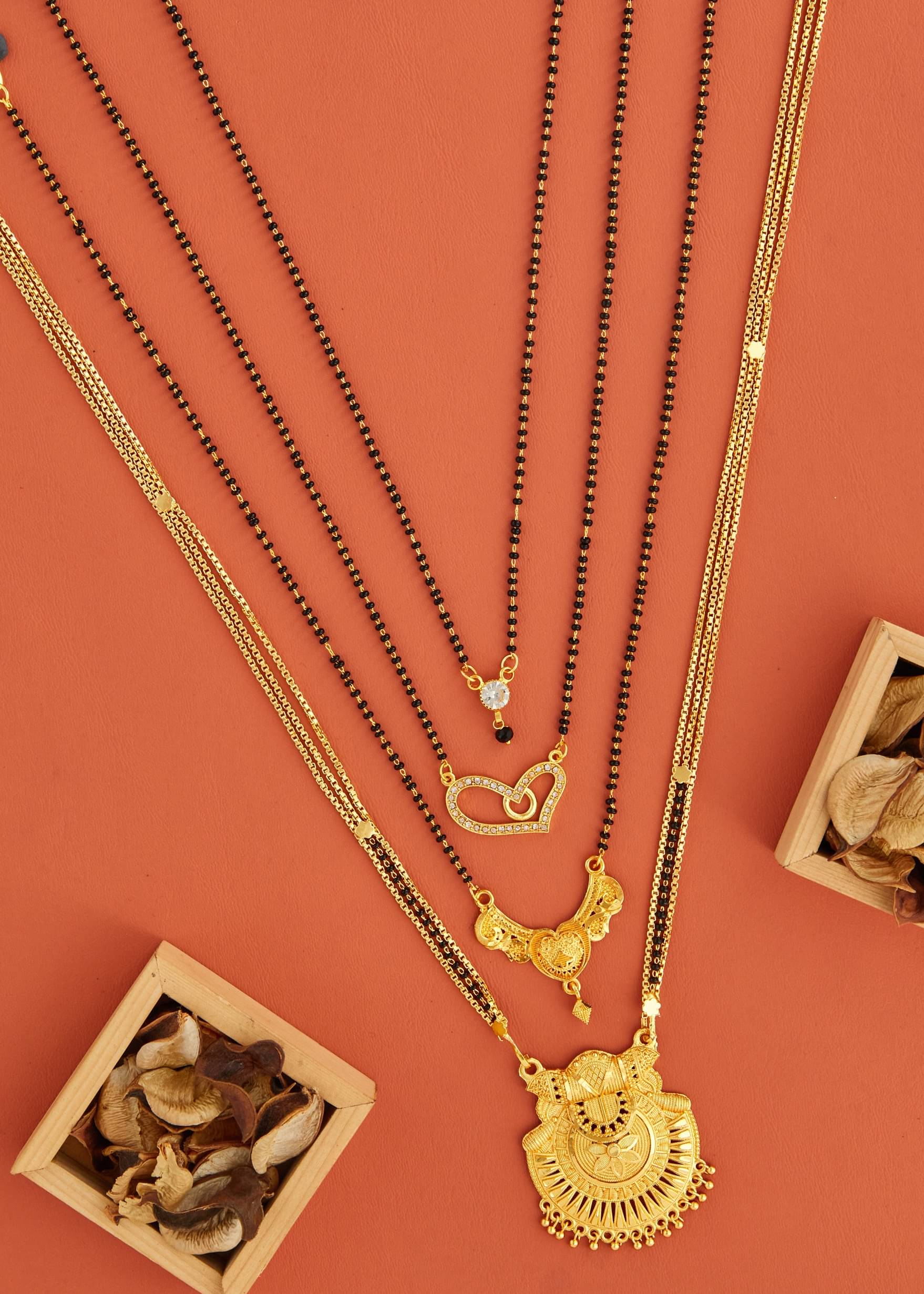     			KIEICE Golden Mangalsutra Set ( Pack of 4 )